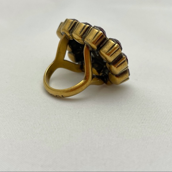 Gucci 605820 Gold Ruby Red Swarovski Crystal GG Marmont Logo Cocktail Ring SZ M - Picture 6 of 12